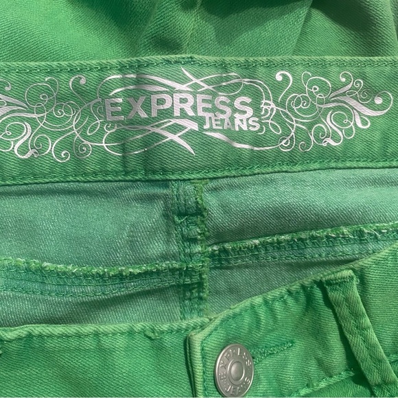 Express Green Zelda Slim Fit Ultra Low Rise Jean Legging - Picture 4 of 6